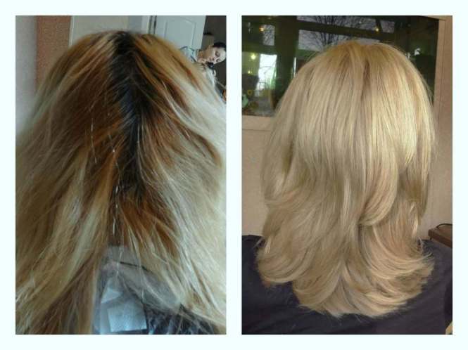 Если русые волосы покрасить в блонд фото до и после